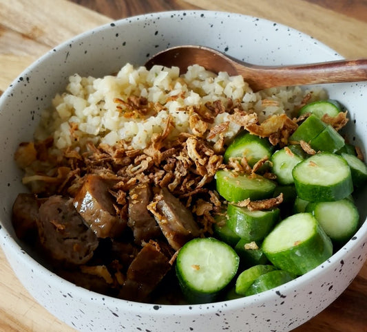 Cauliflower Rice with Beef Sausage - Nutra Nourished