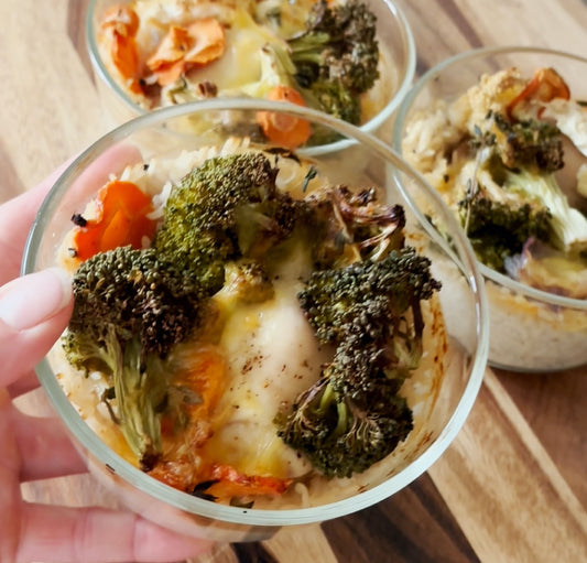 Holiday Recipe #2: Cheesy Chicken and Veggie Holiday Bowls - Nutra Nourished