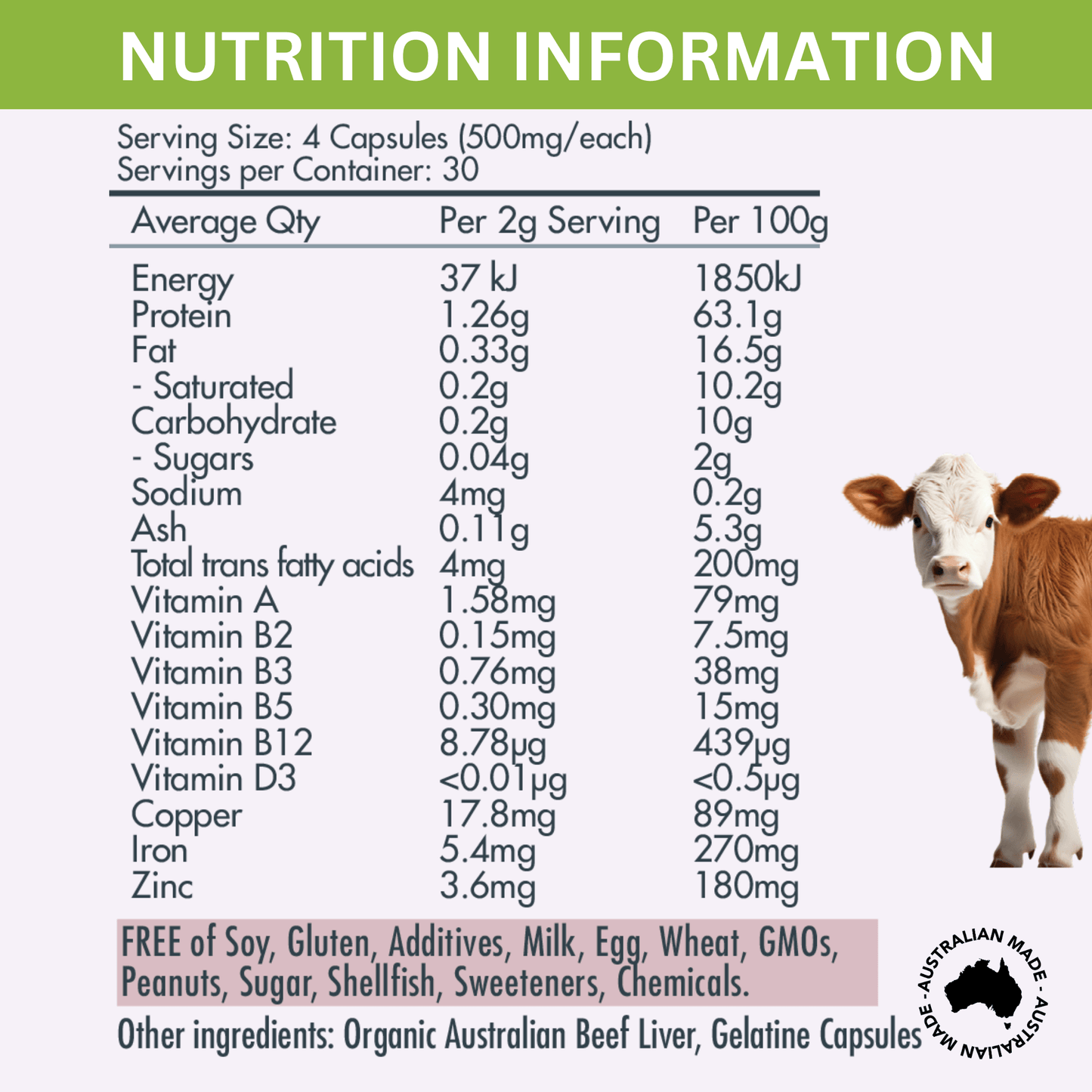 White Smoke Beef Liver Capsules | Organic 100% Grass-Fed Australian Beef Liver Supplements