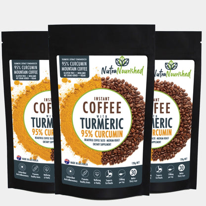 Nutra Nourished Instant Coffee with 95% Pure Organic Curcumin Turmeric Extract Powder 1000mg - Nutra Nourished 