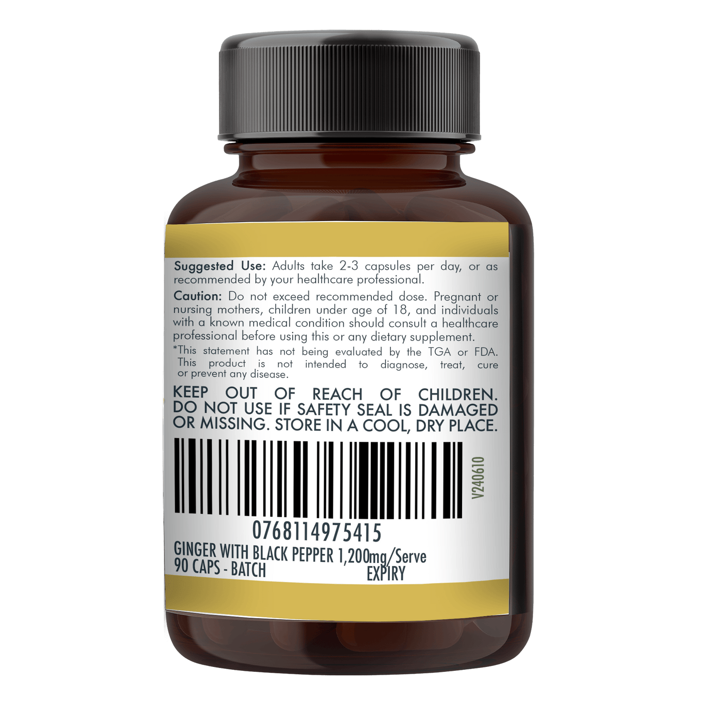 Gray Ginger Buffered with Black Pepper (1,200mg) 90 Vegan Capsules