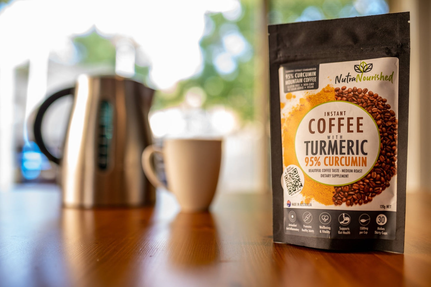 Rosy Brown Instant Coffee with 95% Pure Organic Curcumin Turmeric Extract Powder 1000mg
