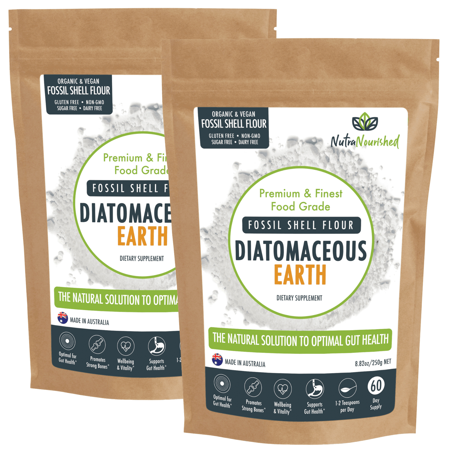 Organic Fossil Shell Flour Powder – Food Grade Diatomaceous Earth Dietary Supplement Nutra Nourished FOSSIL_SHELL_FLOUR_500_FBM