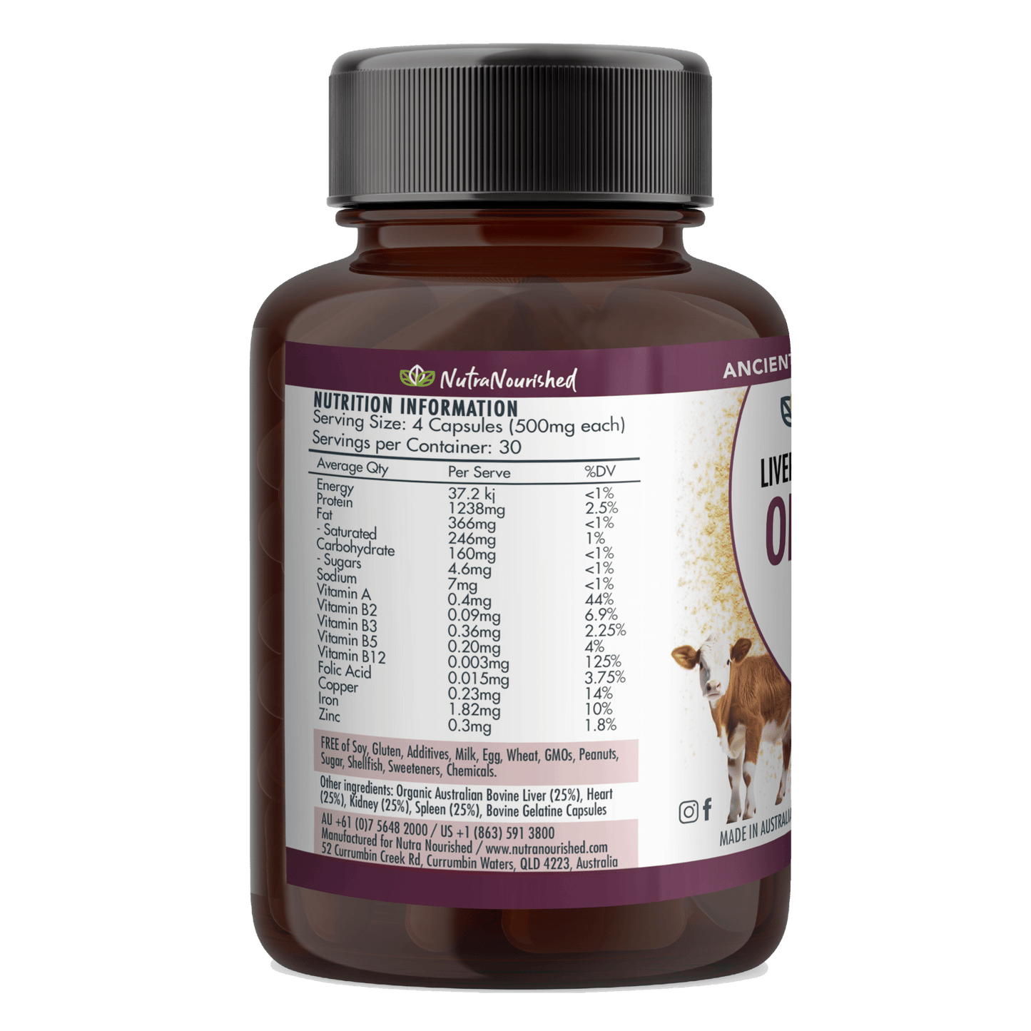 Dark Slate Gray Organic Organ Blend Capsules | Liver, Heart, Kidney, Spleen | Australian Grass-Fed Beef | 2,480mg