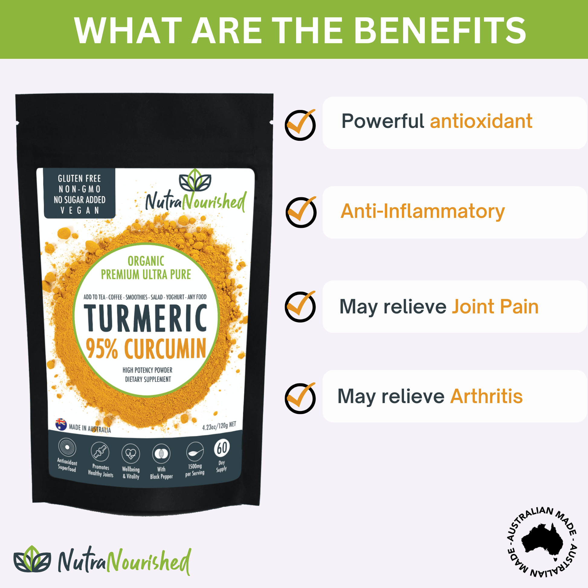 White Smoke Turmeric Powder - Organic Pure Turmeric Extract 95% Curcumin Buffered with Black Pepper