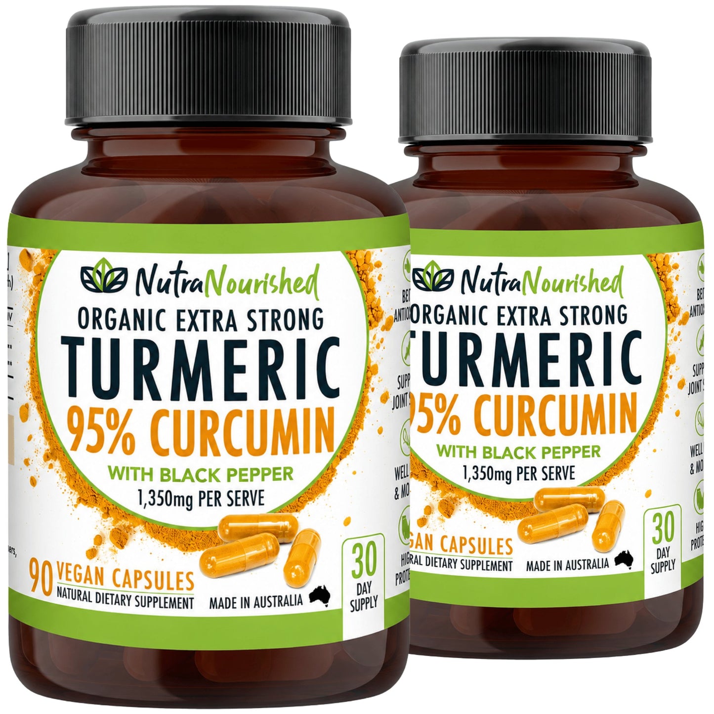 Organic turmeric extract tablets, 95% curcumin, 180-tablet pack