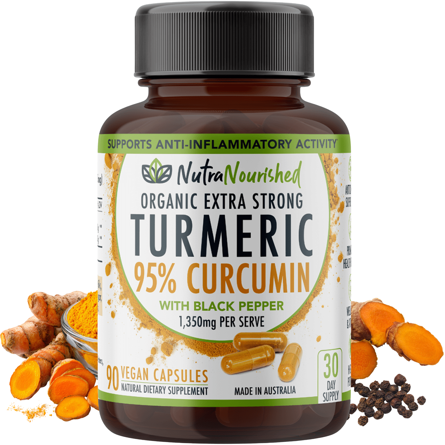 Light Gray Organic Curcumin 95% Turmeric Tablets