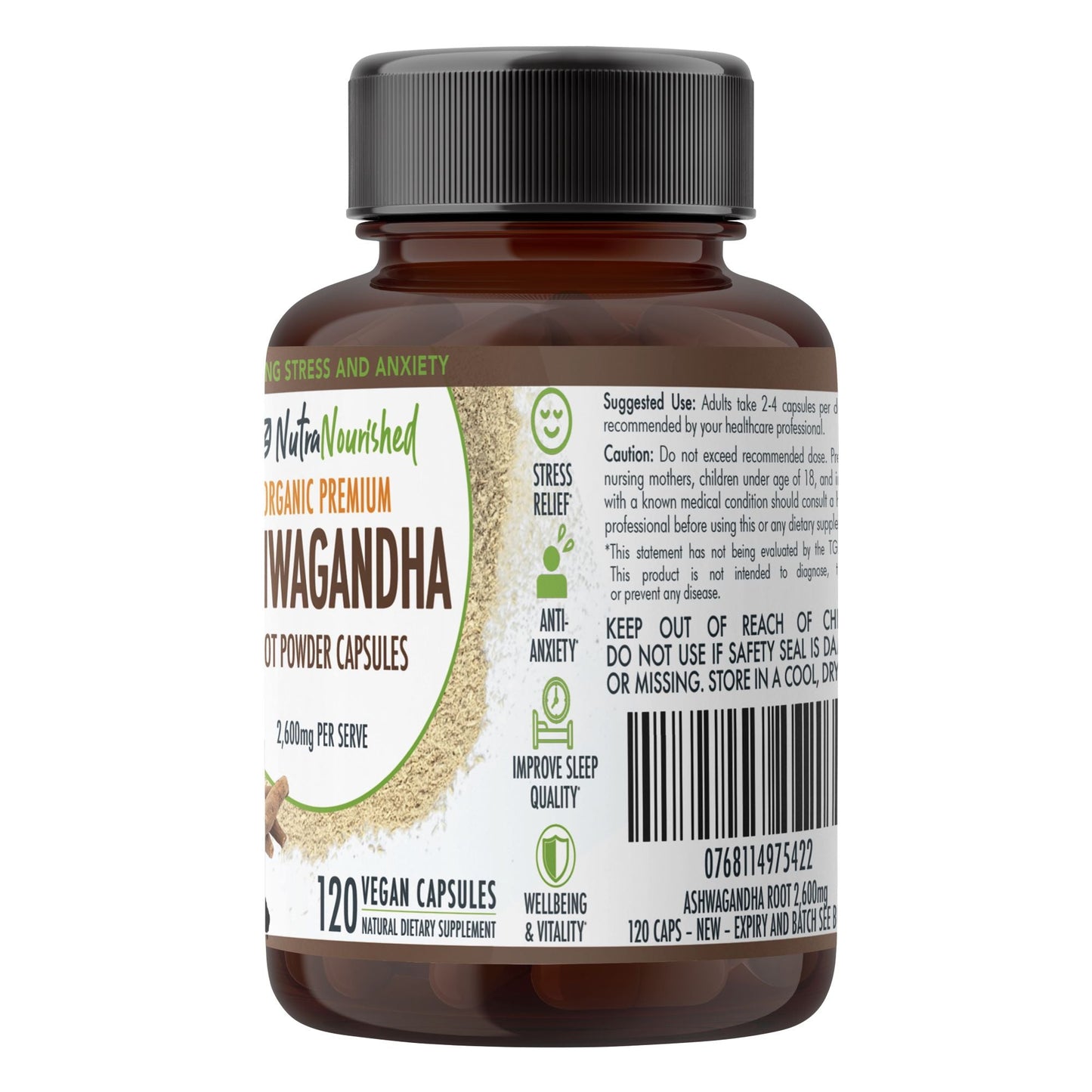 Light Gray Ashwagandha Tablets – 2,600mg – 120 Vegan Tablets – Supports Stress & Adaptation – Made in Australia