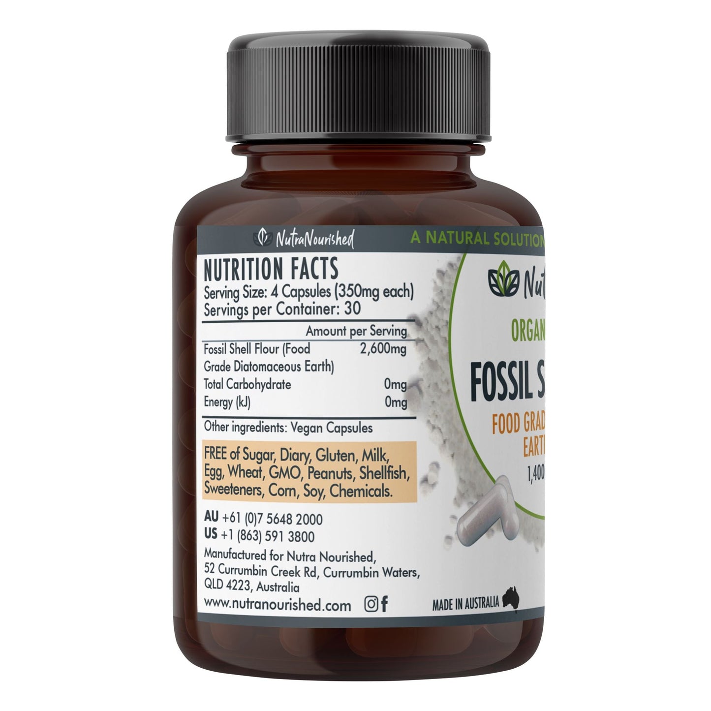 Light Gray Diatomaceous Earth Food Grade Fossil Shell Flour Capsules (1,400mg) 120 Vegan Capsules