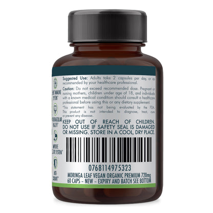 Dark Slate Gray VALUE BUNDLE: Organic Pure Moringa Leaf Capsules - Australian Grown - 2 x 60 Vegan Capsules (2 Months Supply)