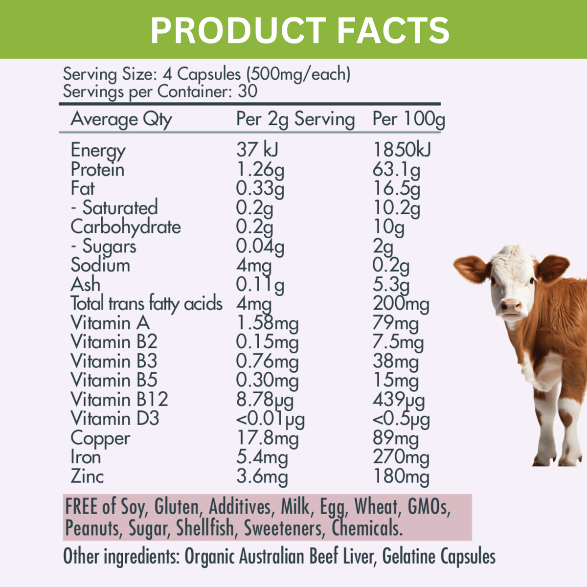 White Smoke Organic Beef Liver Capsules