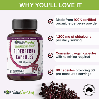 Elderberry Capsules Dietary Supplement Nutra Nourished ELDERBERRY_CAPS_90