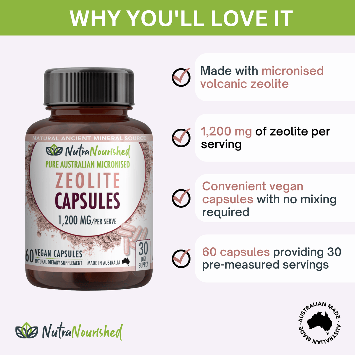Zeolite Capsules Dietary Supplement Nutra Nourished ZEOLITE_CAPS_60