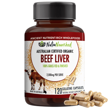 Light Gray Beef Liver Capsules | Organic 100% Grass-Fed Australian Beef Liver Supplements