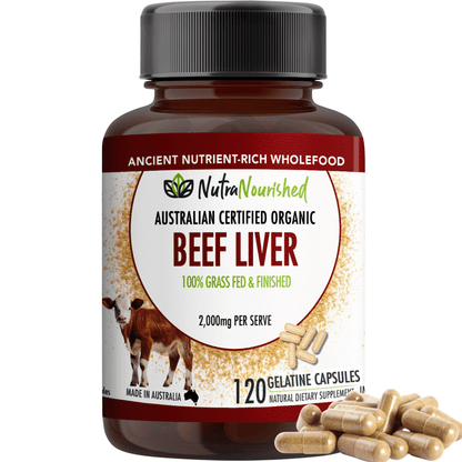 Light Gray Beef Liver Capsules | Organic 100% Grass-Fed Australian Beef Liver Supplements