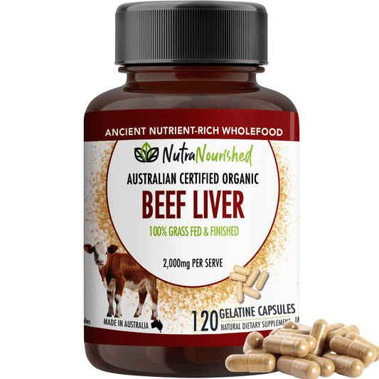 Light Gray Beef Liver Capsules | Organic 100% Grass-Fed Australian Beef Liver Supplements