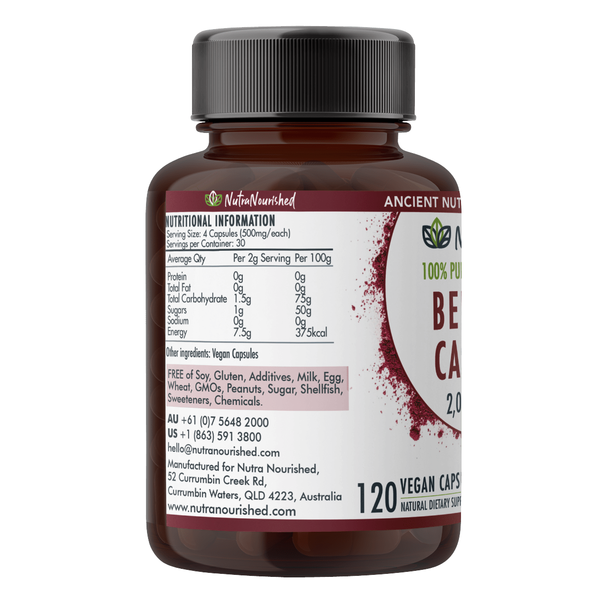 Beetroot Capsules Dietary Supplement Nutra Nourished BEETROOT_CAPS_120