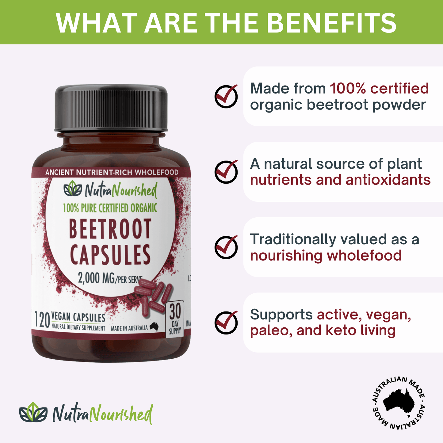 Beetroot Capsules Dietary Supplement Nutra Nourished BEETROOT_CAPS_120