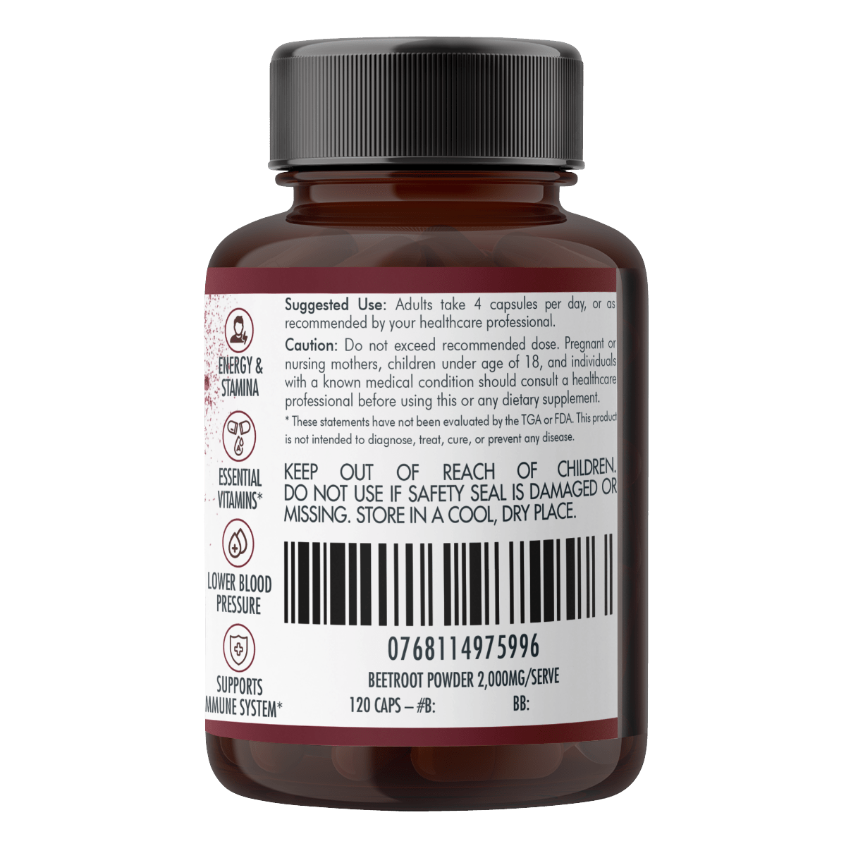 Beetroot Capsules Dietary Supplement Nutra Nourished BEETROOT_CAPS_120