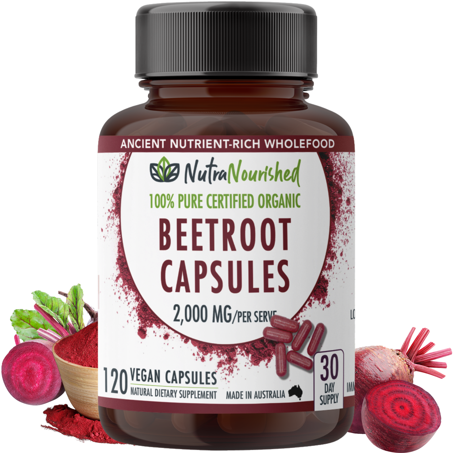 Beetroot Capsules Dietary Supplement Nutra Nourished BEETROOT_CAPS_120