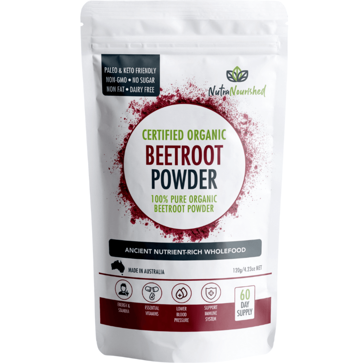 Light Gray Beetroot Powder Certified Organic | Natural Beetroot Supplement Made in Australia