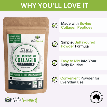Bovine Collagen Peptides Powder Food Nutra Nourished COLLAGEN_BOVINE_300G