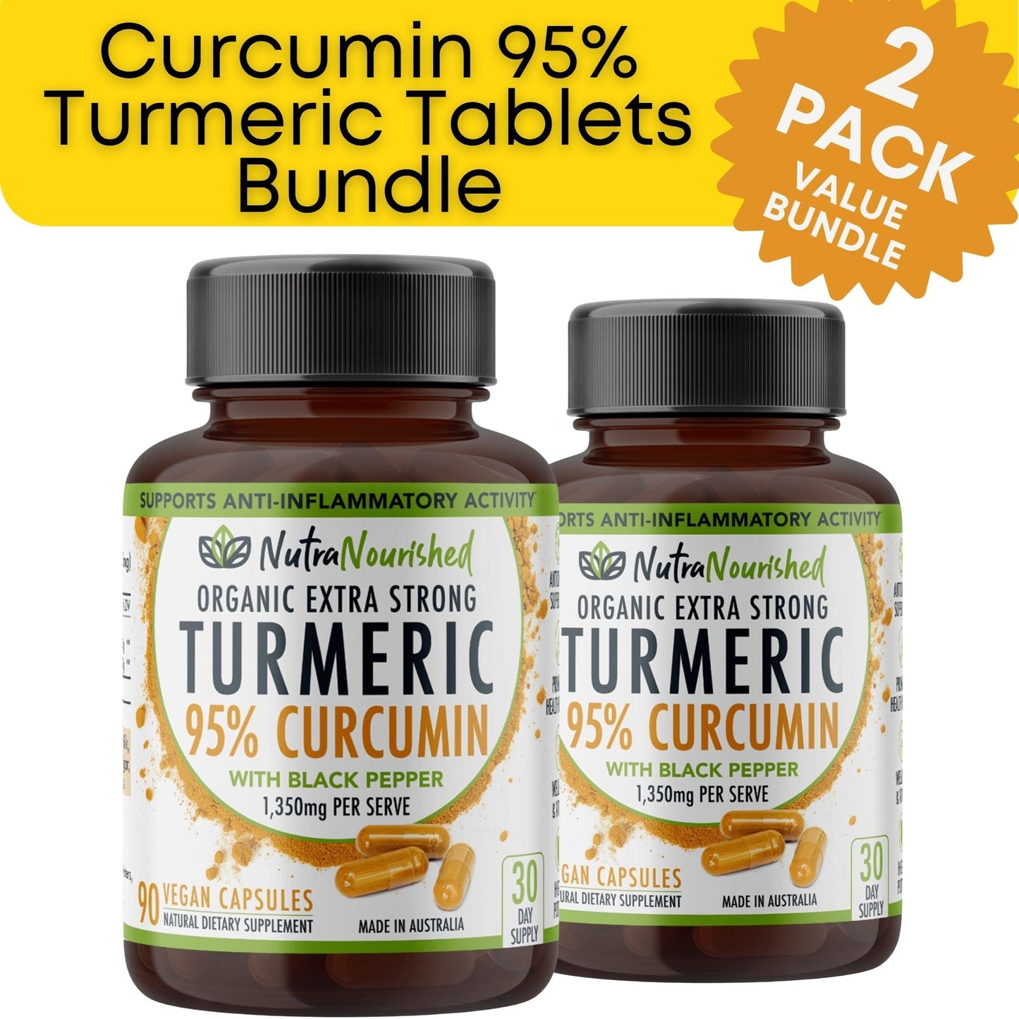 White Smoke Curcumin 95% Turmeric Tablets Bundle