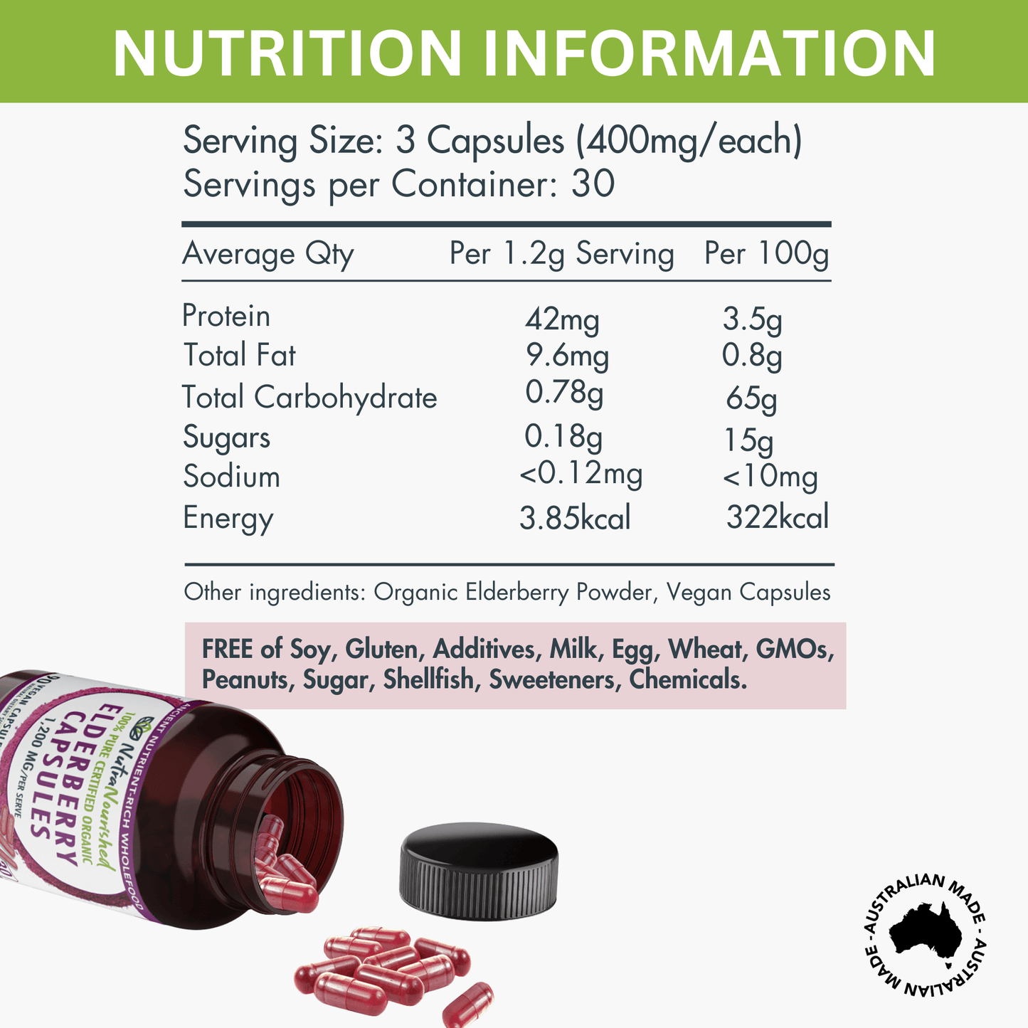 Elderberry Capsules Dietary Supplement Nutra Nourished ELDERBERRY_CAPS_90