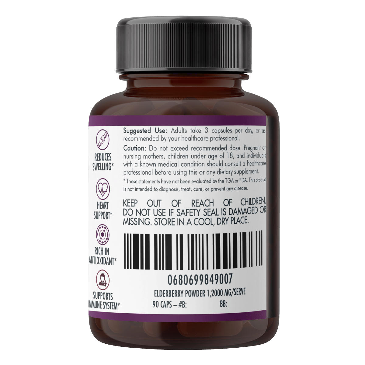 Elderberry Capsules Dietary Supplement Nutra Nourished ELDERBERRY_CAPS_90