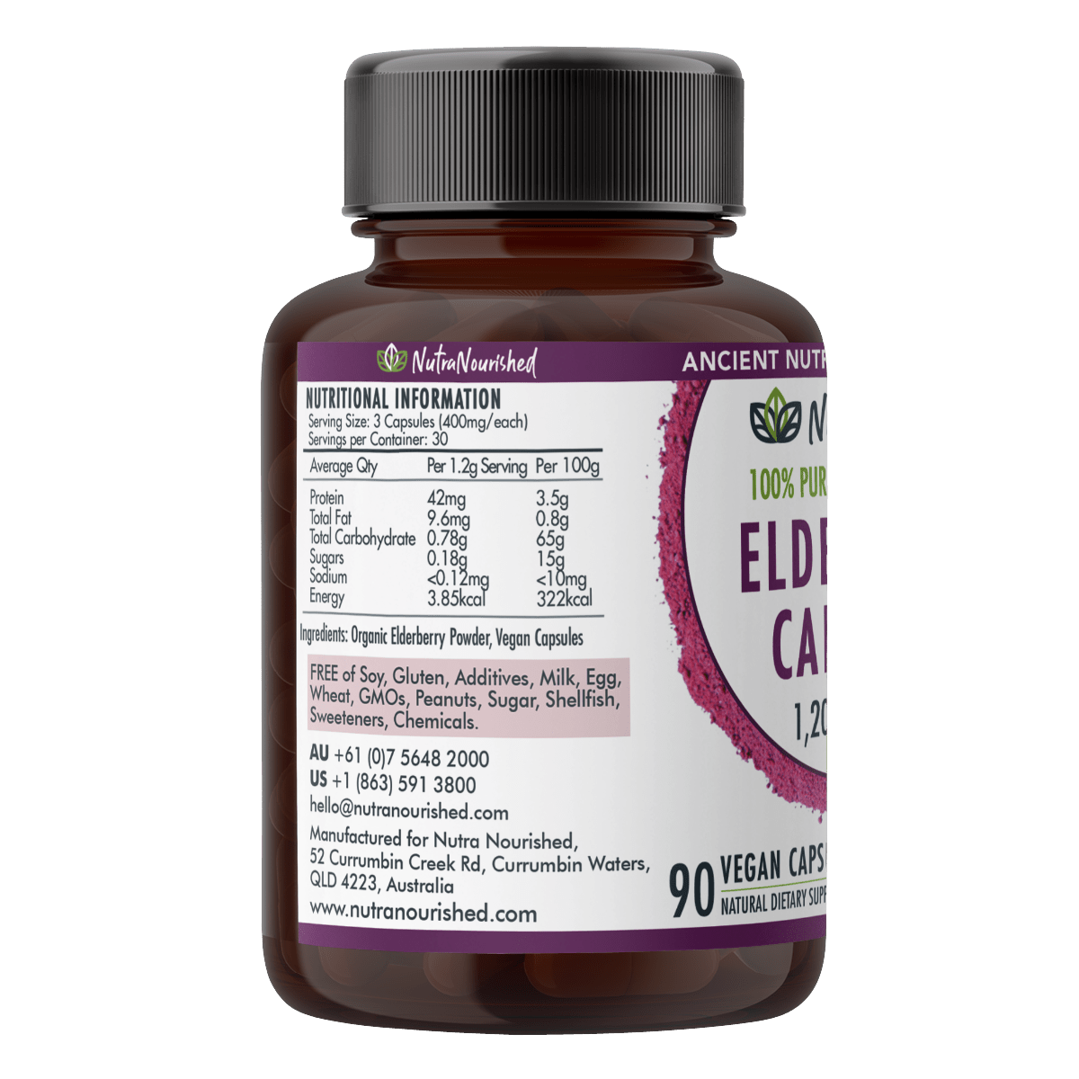 Elderberry Capsules Dietary Supplement Nutra Nourished ELDERBERRY_CAPS_90