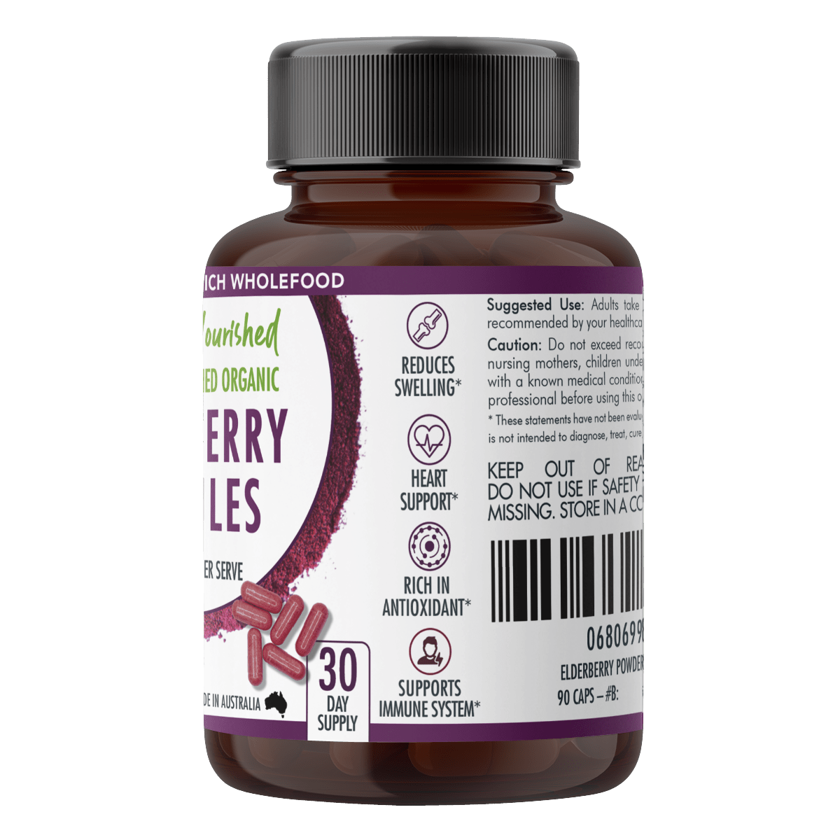 Elderberry Capsules Dietary Supplement Nutra Nourished ELDERBERRY_CAPS_90
