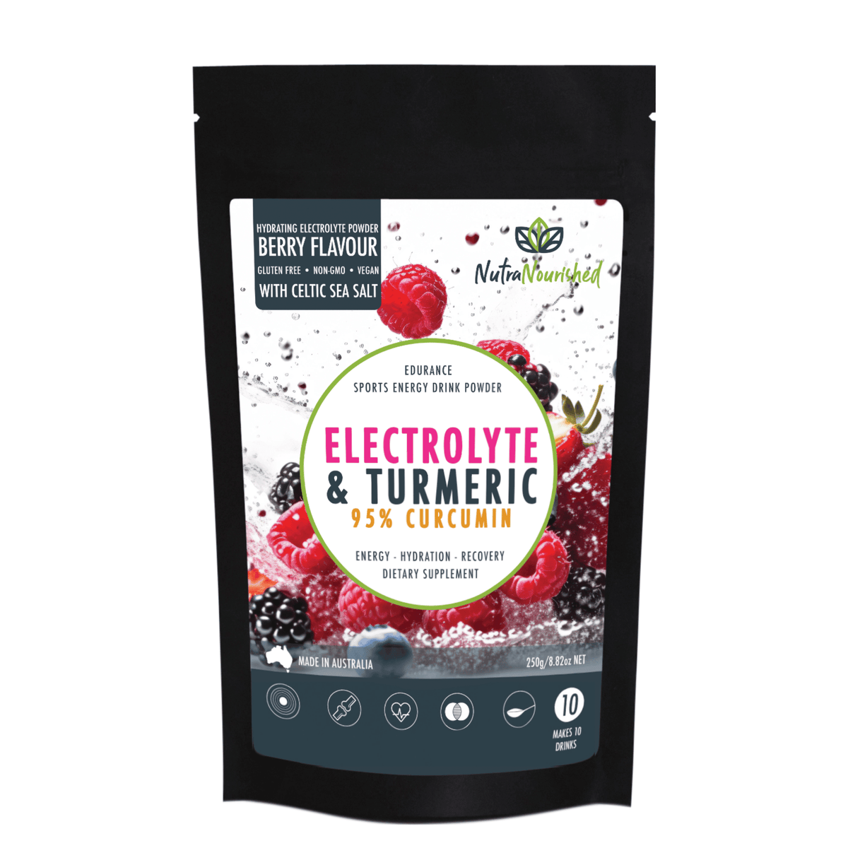 Electrolyte Hydration Powder Dietary Supplement Nutra Nourished ELECTRO_CURC_BERRY_250G