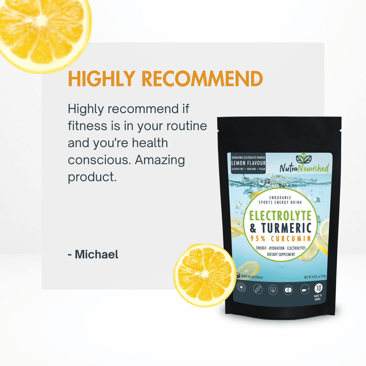 Electrolyte Hydration Powder Dietary Supplement Nutra Nourished ELECTRO_CURC_LEMON_250G_FBM
