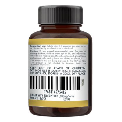 Gray Ginger Buffered with Black Pepper (1,200mg) 90 Vegan Capsules