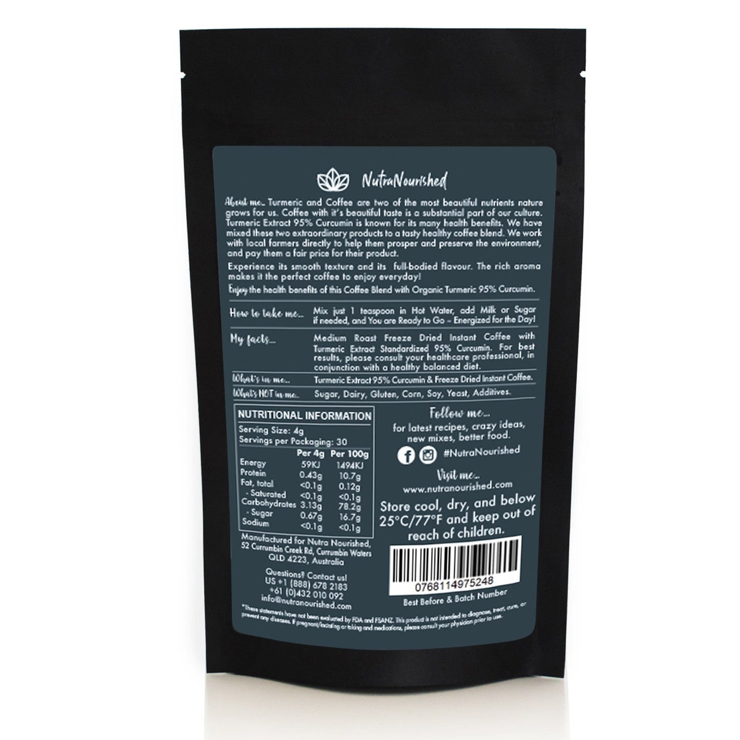 Dark Slate Gray Instant Coffee with 95% Pure Organic Curcumin Turmeric Extract Powder 1000mg