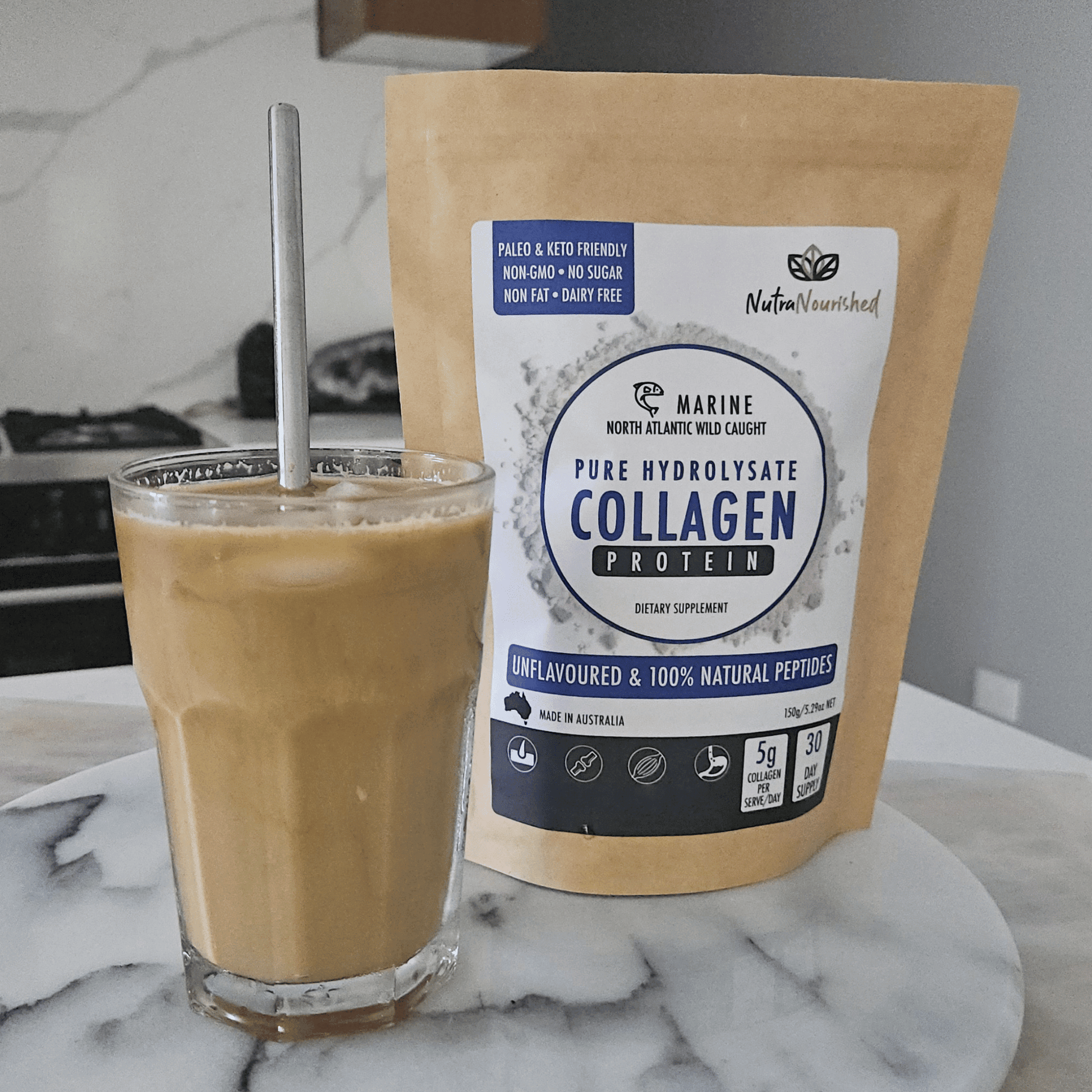 Marine Collagen Peptides Powder Dietary Supplement Nutra Nourished COLLAGEN_MARINE_150G