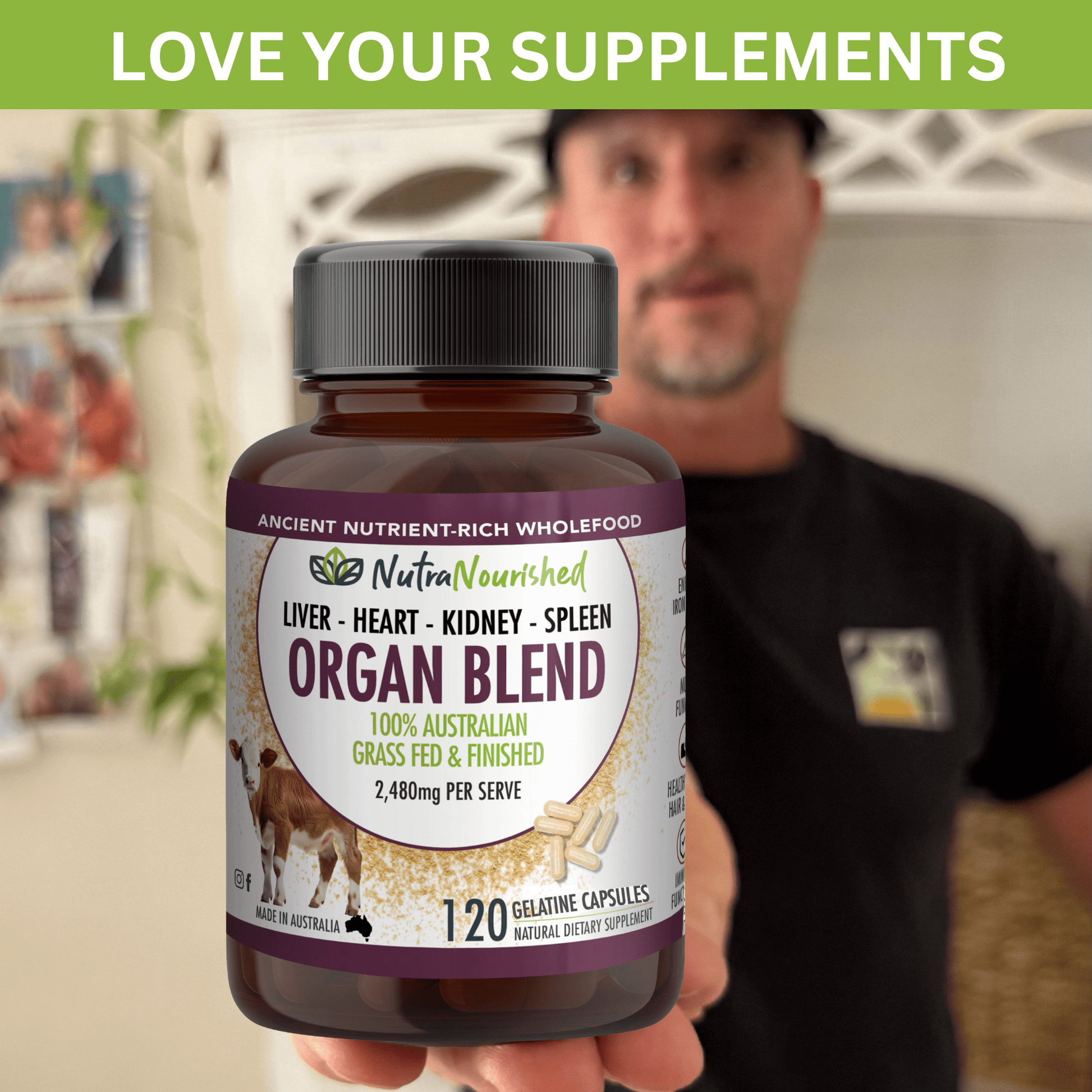 Tan Organ Blend Capsules | Liver, Heart, Kidney, Spleen | Organic Australian Grass-Fed Beef