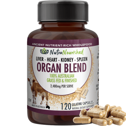 Gray Organ Blend Capsules | Liver, Heart, Kidney, Spleen | Organic Australian Grass-Fed Beef