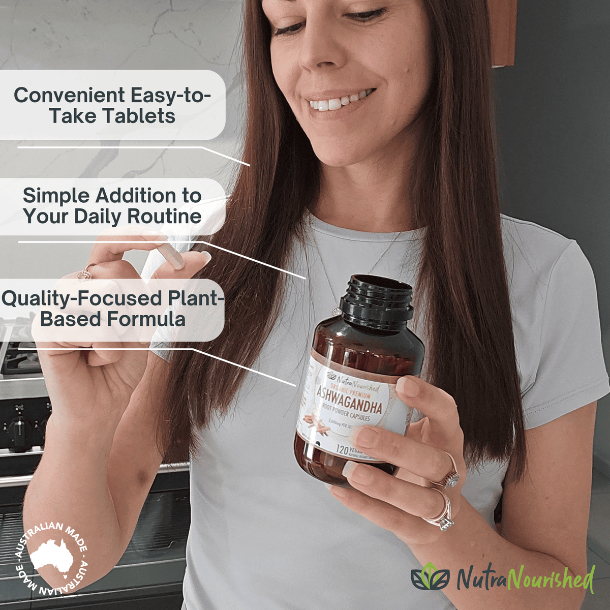Organic Ashwagandha Tablets Food Nutra Nourished ASHWA_CAPS_120
