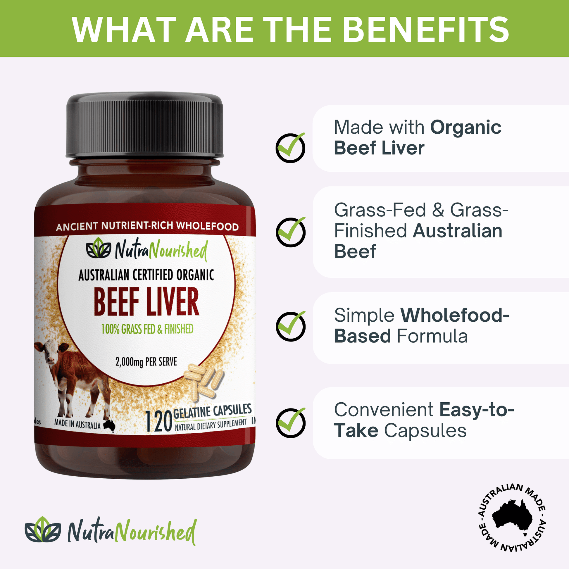 Organic Beef Liver Capsules Dietary Supplement Nutra Nourished BEEF_LIVER_CAPS_120