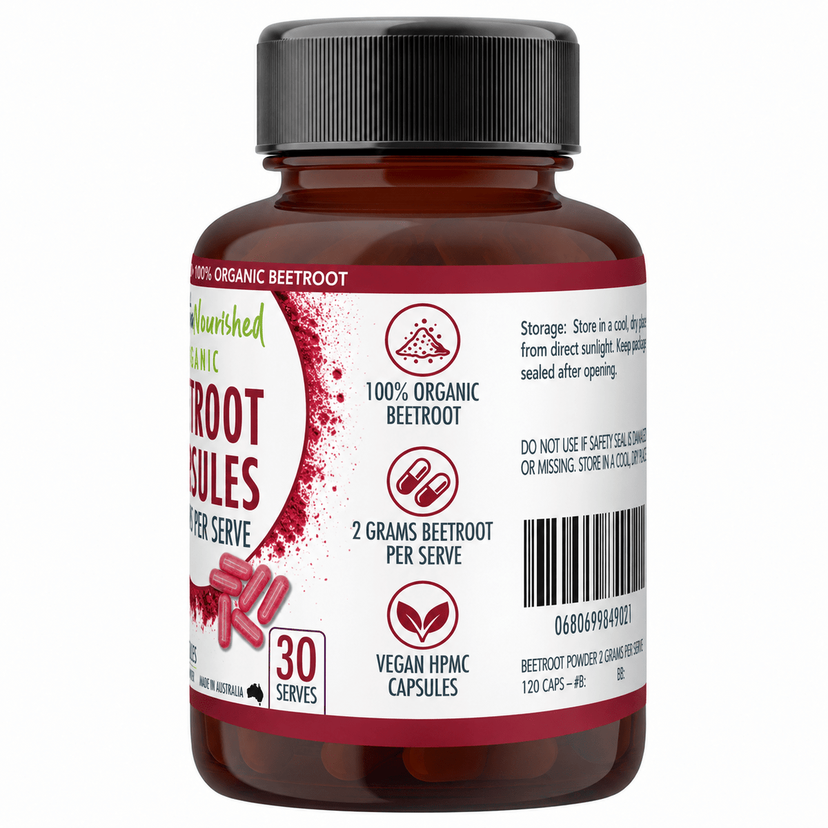 Organic Beetroot Capsules Food Nutra Nourished BEETROOT_CAPS_120