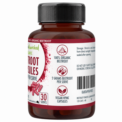 Organic Beetroot Capsules Food Nutra Nourished BEETROOT_CAPS_120