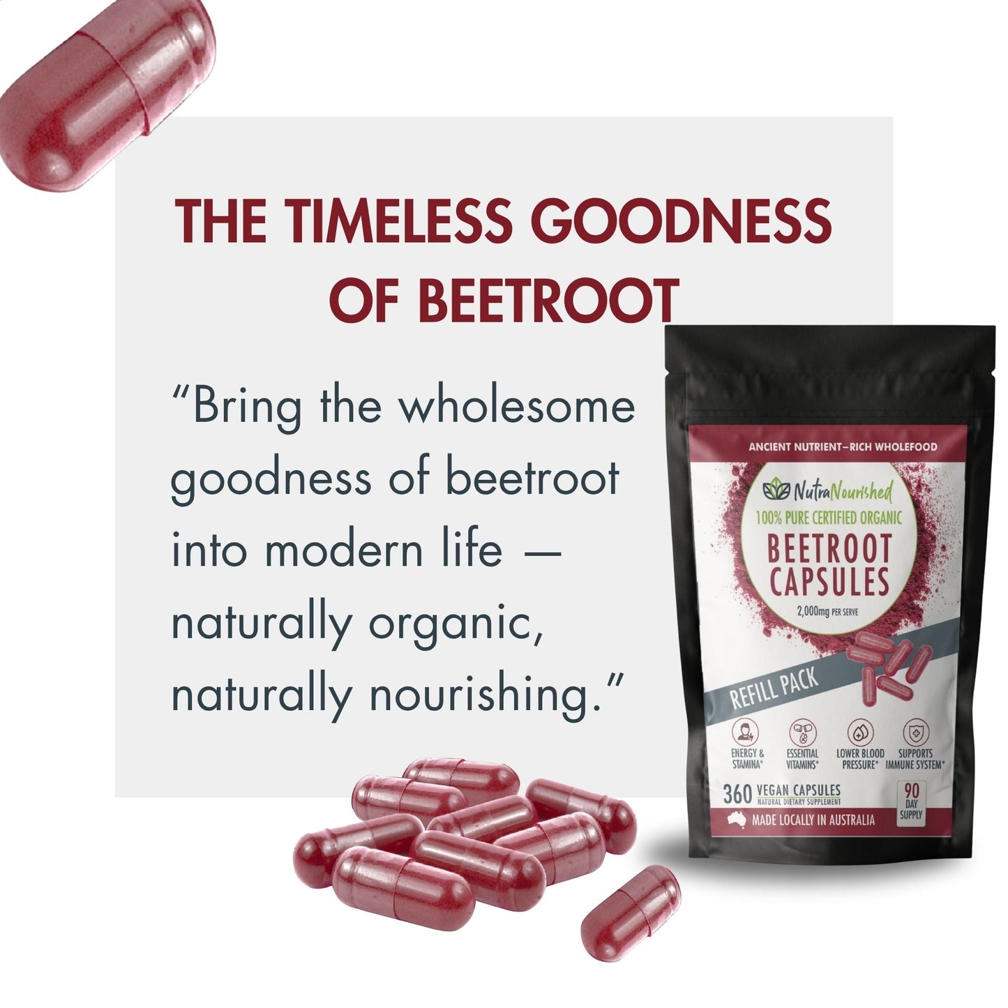 White Smoke Organic Beetroot Capsules - Refill Bag