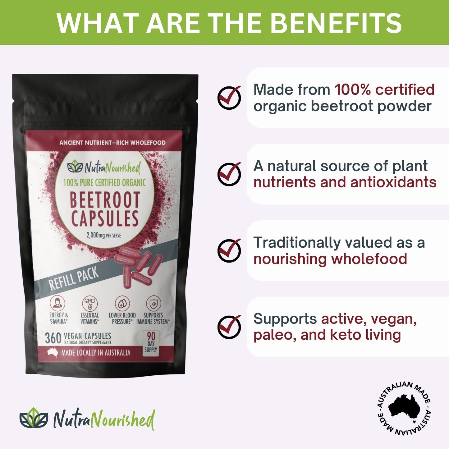 White Smoke Organic Beetroot Capsules - Refill Bag