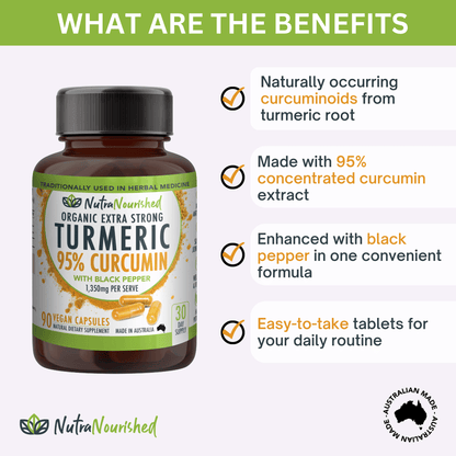 Organic Curcumin 95% Turmeric Tablets Dietary Supplement Nutra Nourished CURCUMIN_CAPS_90_FBM