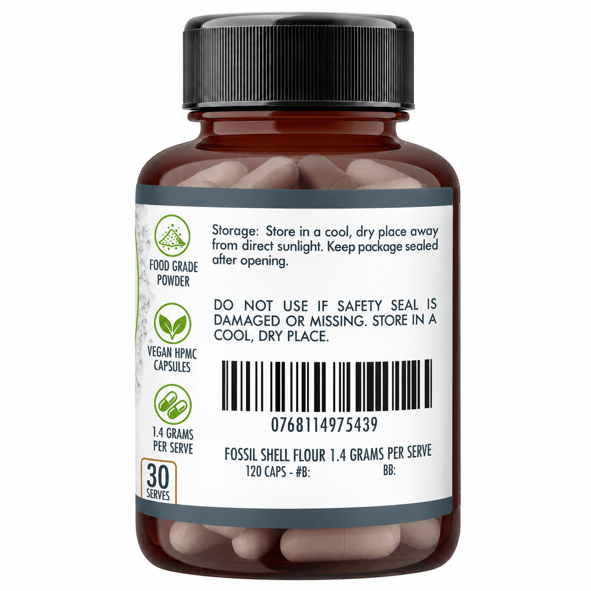 Organic Fossil Shell Flour Capsules – Food Grade Diatomaceous Earth Food Nutra Nourished FSF_CAPS_120