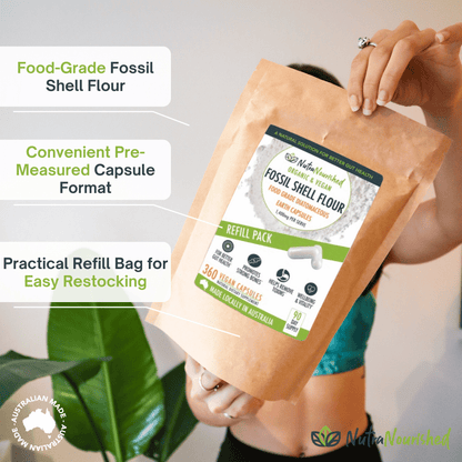 Organic Fossil Shell Flour Capsules - Refill Bag Food Nutra Nourished FSF_CAPS_360