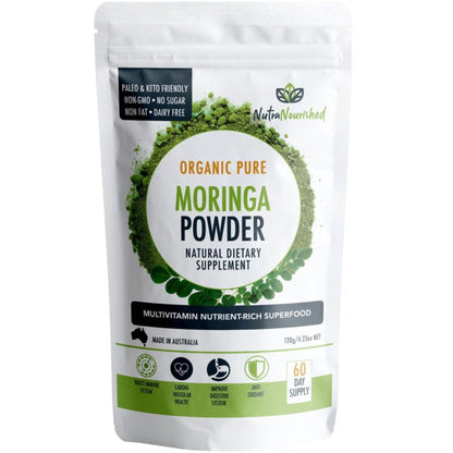 Organic Moringa Leaf Powder Dietary Supplement Nutra Nourished MORINGA_POWDER_120