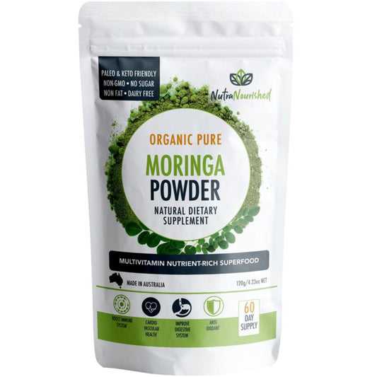 Organic Moringa Leaf Powder Dietary Supplement Nutra Nourished MORINGA_POWDER_120
