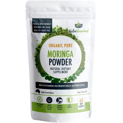 Organic Moringa Leaf Powder Dietary Supplement Nutra Nourished MORINGA_POWDER_120